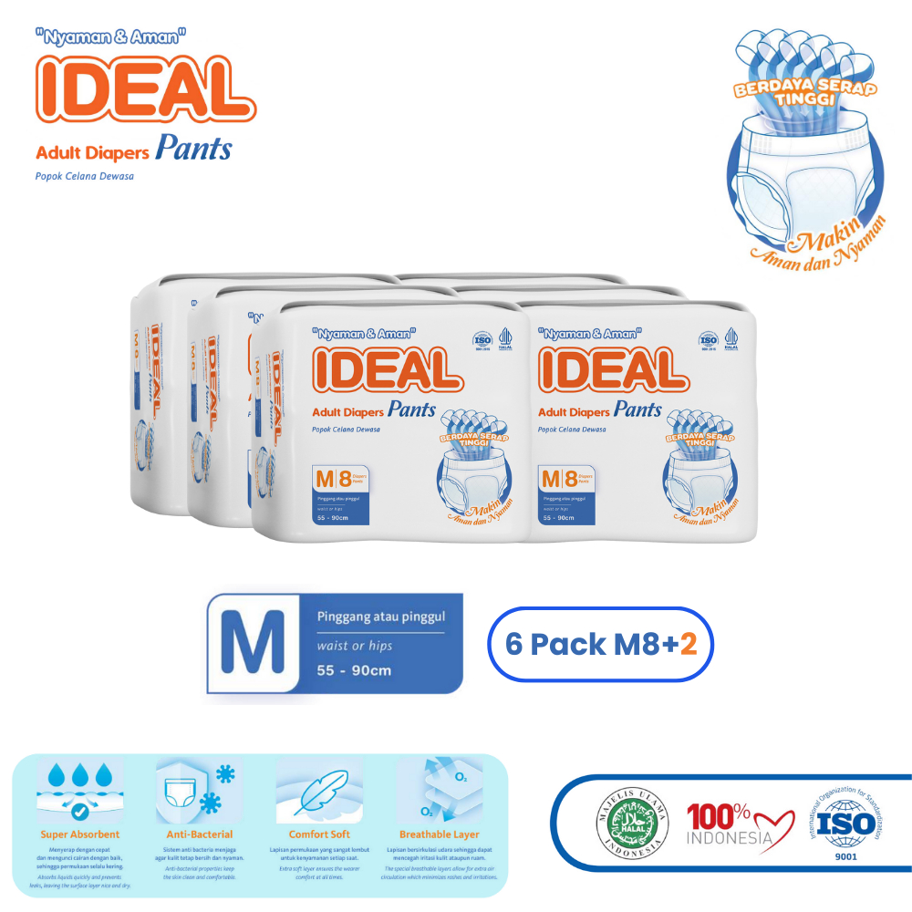 [Karton] Ideal Pants M8+2   Popok Dewasa Tipe Celana Anti Bocor Anti Ruam Nyaman di Kulit