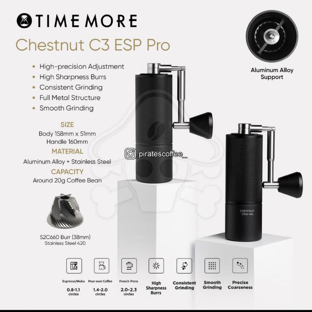 Timemore C3ESP PRO Manual Grinder-Penggiling Biji Kopi