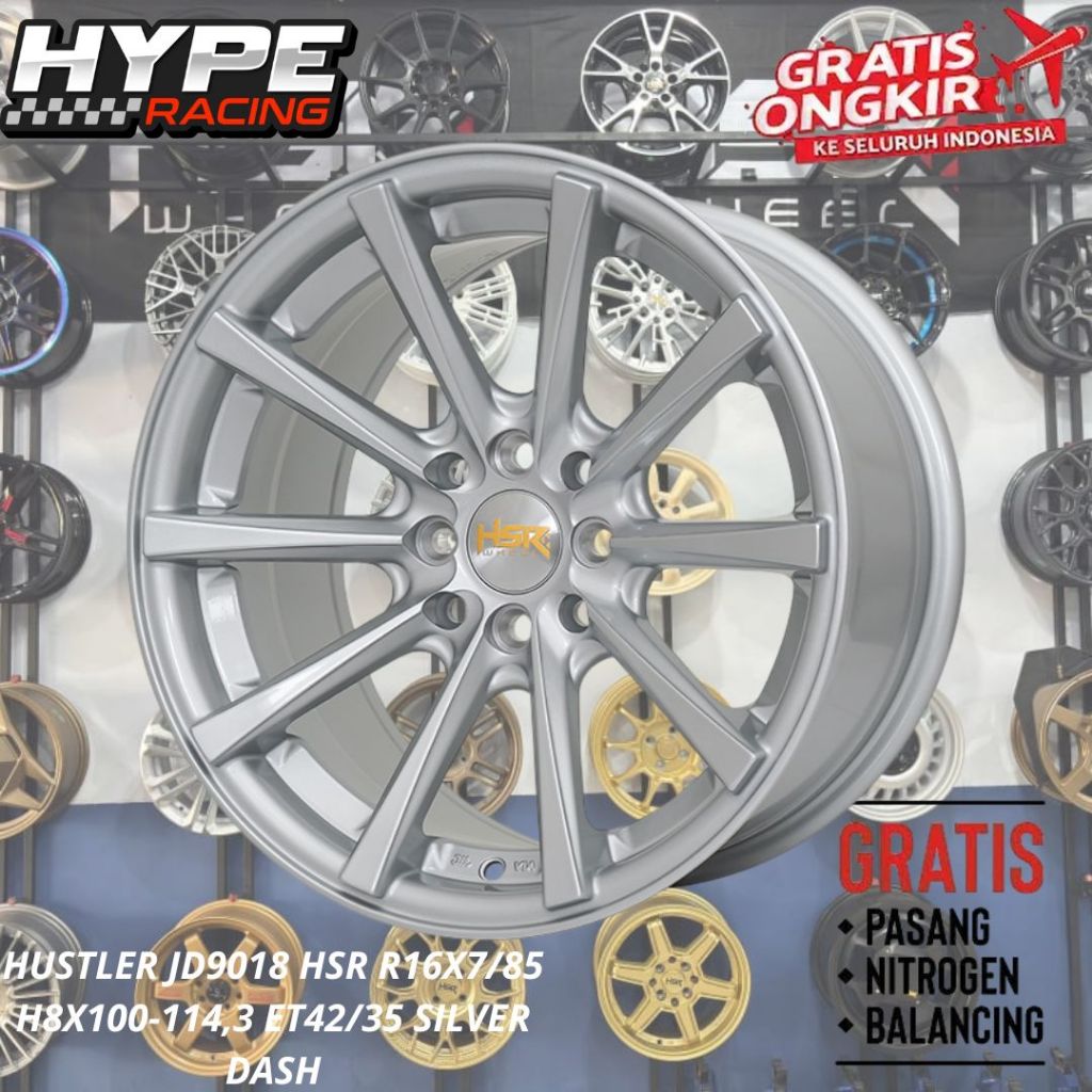 HSR WHEEL Velg Mobil Celong Ring 16 Alloy 7/85 PCD 4x100-4x114 ET42/35 Silver
