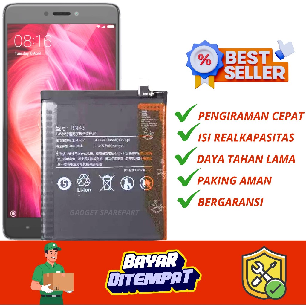 BATERAI XIAOMI REDMI NOTE 4X / BATERAI XIAOMI BN43