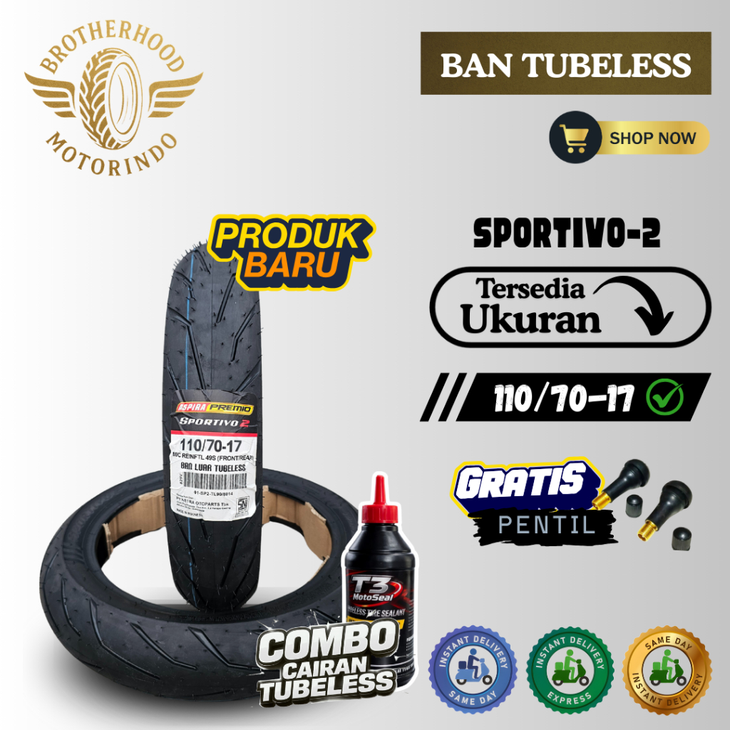 BAN ASPIRA TUBELES SPORTIVO 2 110/70-17 / BAN MOTOR MATIC / BAN RING 17 / BAN TUBBLES RING 17 / BAN 