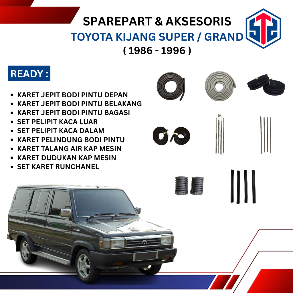 Set Karet Kaca + Karet Pintu Toyota Kijang Super / Grand Extra Full Set