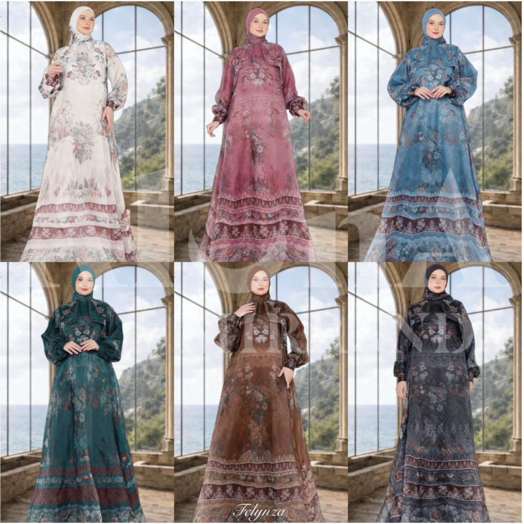 (p1a) MIRANDA | FELINZA Baju Dress Gamis Syari Muslimah Felynza Series By Aluna Mirranda Terbaru. TW