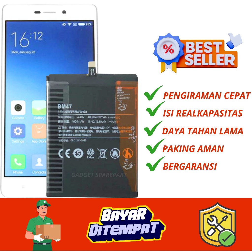 BATERAI XIAOMI REDMI 3 / BATERAI XIAOMI REDMI 3S / REDMI 3 PRO / REDMI 3X / REDMI 4X / BATERAI XIAOM