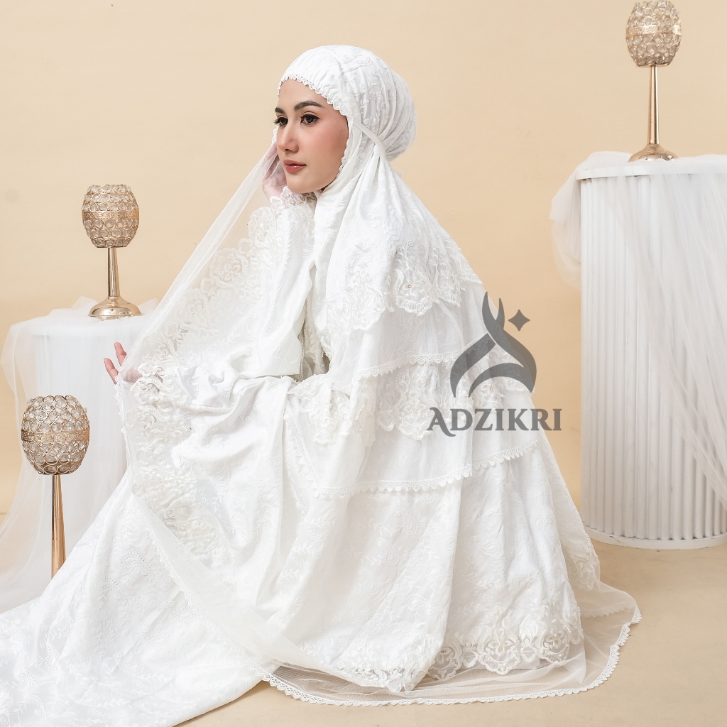 ADZIKRI - Mukena Dewasa Premium Prada Pengantin Kalung Susun