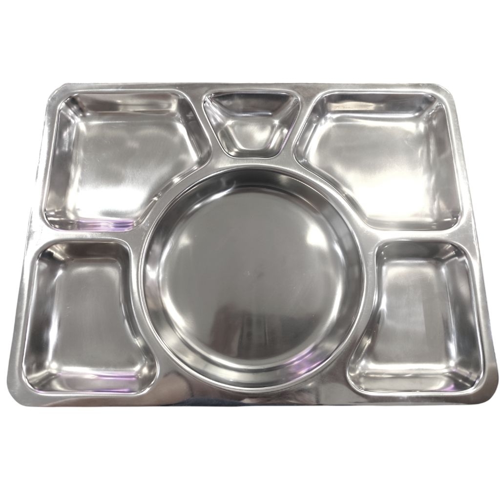 Ompreng Stainless Steel Bima 6 Sekat - Wadah Saji Makanan Nasi Kotak Food Tray