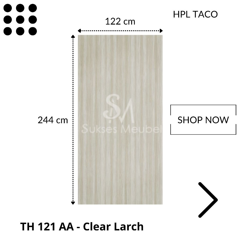 TACO HPL Woodgrain TH 121 AA - Clear Larch | Per 1 Lembar Ukuran 122cm x 244cm