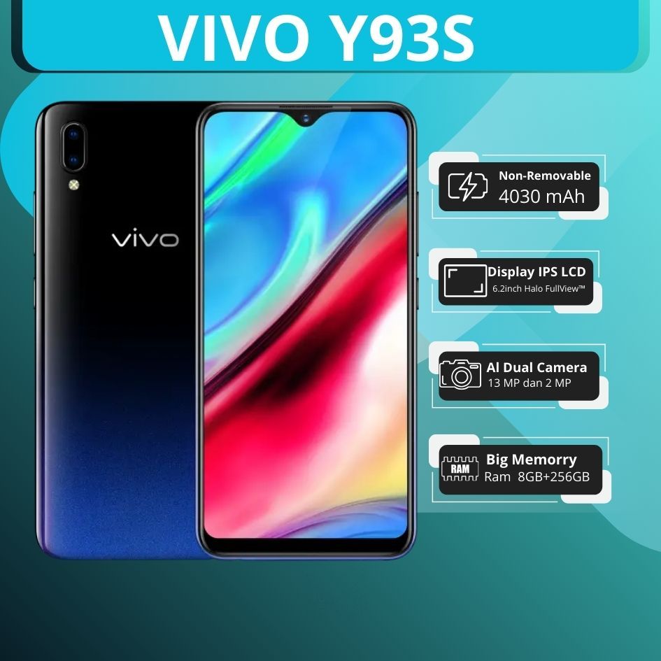 SMARTPHONE VIVO asli Ori ANDROID Y93s Ram 8/256GB 6.22inch Baru Fullset