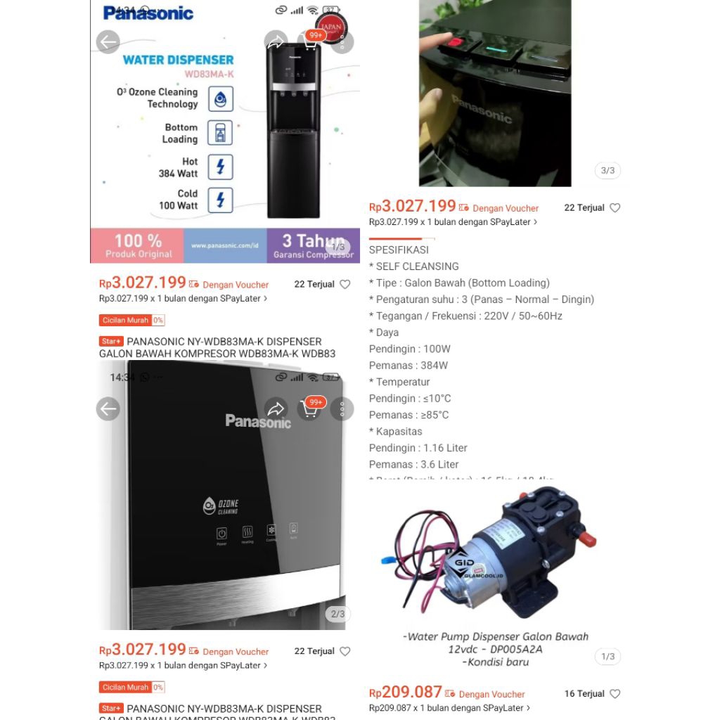 dispenser panasonic galon bawah