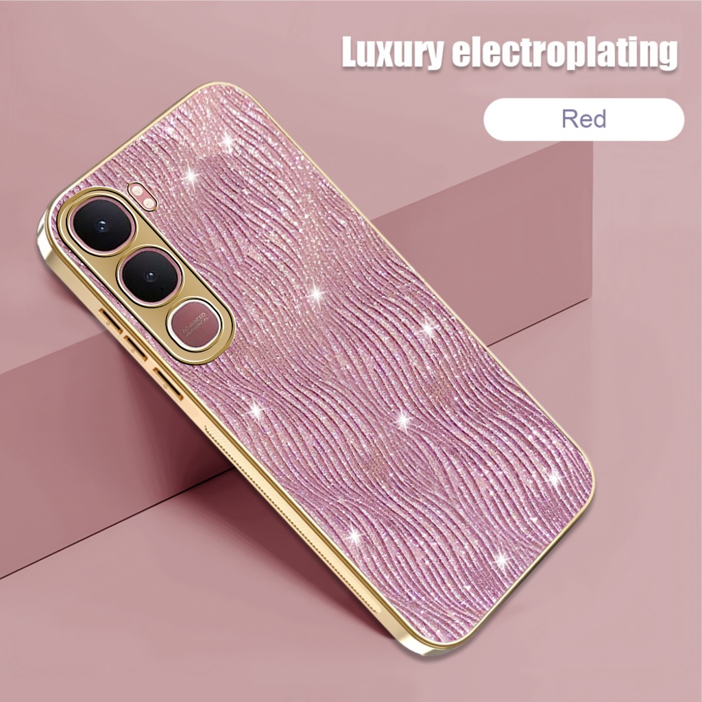 Casing Vivo Y21d / Y31 Hard Case Silikon Luxury Electroplating Glossy List Gold Premium