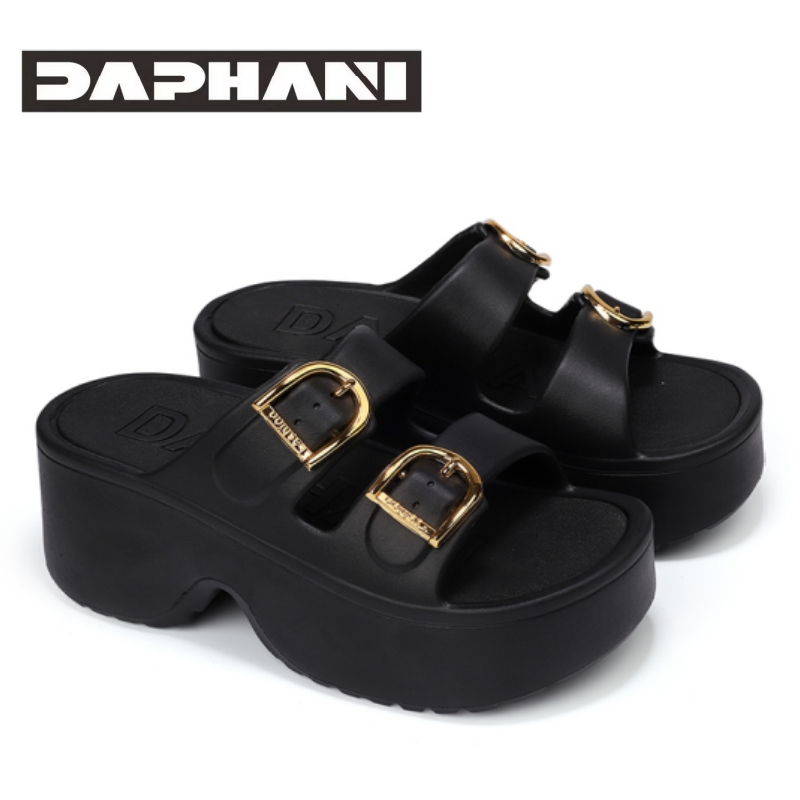DAPHANI - Sandal Platform Wanita Dewasa Mewah Harian/BLACK