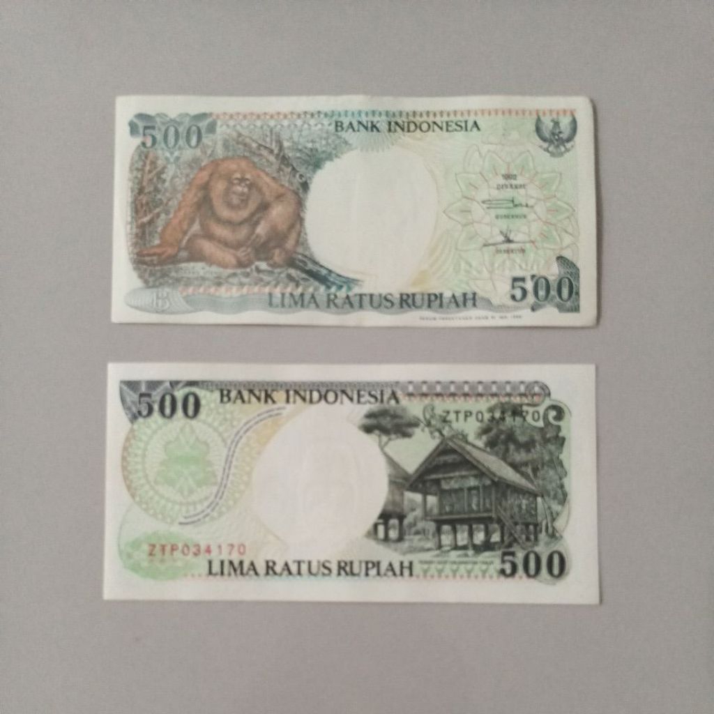 uang kuno 500 monyet 1992 orang utan