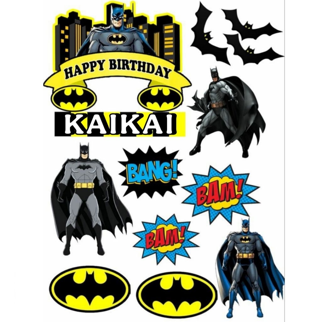 Topper Batman Custom Nama Happy Birthday Khitan Hiasan Cake