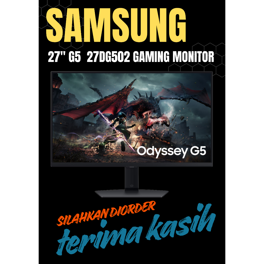 SAMSUNG 27" Odyssey G5 G50D QHD 180Hz Gaming Monitor | LED SAMSUNG 27 Inch MONITOR GAMING