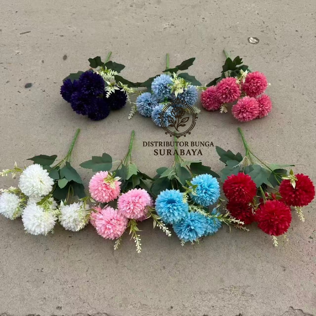 DB - POM POM X5 BUNGA PALSU POM POM PING PONG ARTIFICIAL FLOWER DANDELION HIASAN RUMAH VAS BUNGA RUA