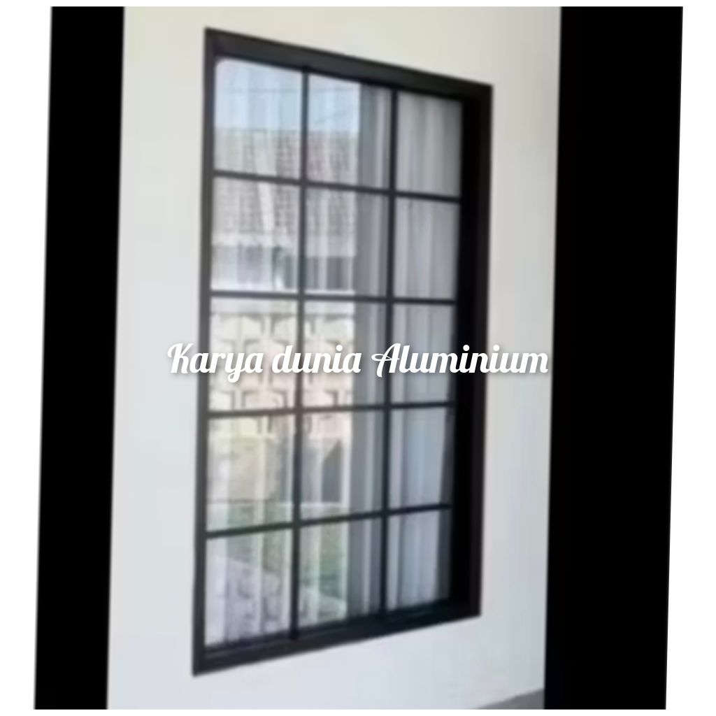 jendela aluminium kaca mati kusen 3inc merek inkalum kaca 5mm