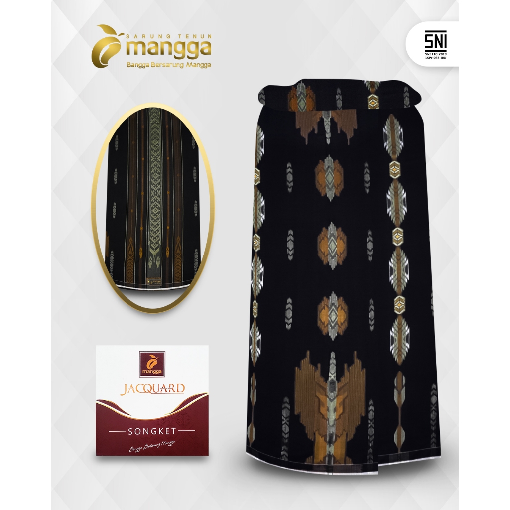 Sarung Mangga Jacquard Songket Hitam Bronze JAC0013