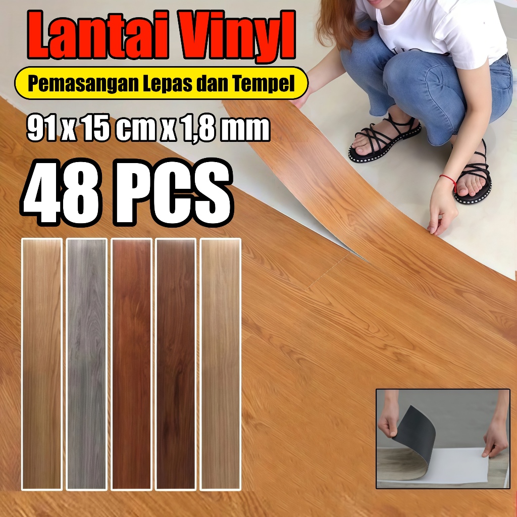 Vinyl Stiker Lantai parket pvc lantai vinyl motif kayu dengan Lem stiker lantai semen kasar anti air