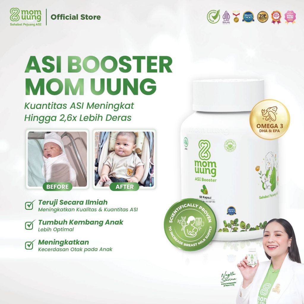 Mom Uung ASI Booster 60 Kapsul / Pelancar ASI Mom Uung HALAL BPOM / Fenugreek FREE