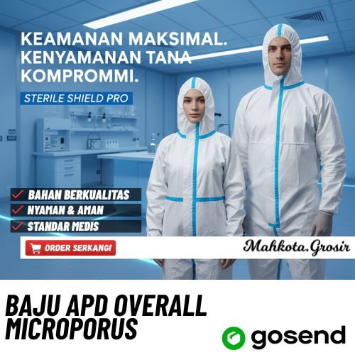 Baju APD Keselamatan Kerja Overall Microporus Seal Biru Bahan Nyaman & Aman / Seragam Kerja Sterile 