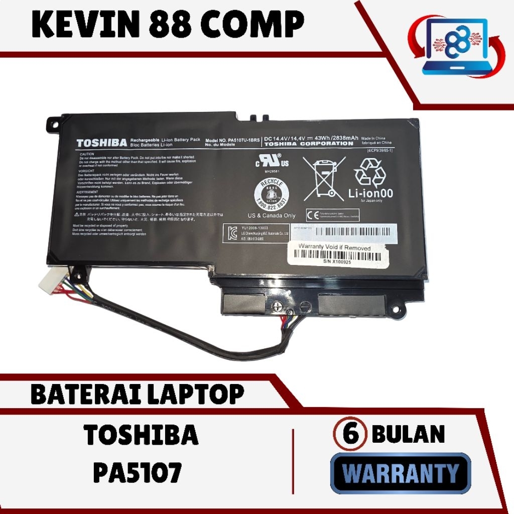 Baterai Toshiba PA5107 TOSHIBA L40 TOSHIBA L40-A 
TOSHIBA L50 
TOSHIBA L55