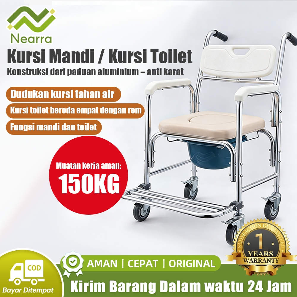 Kursi Toilet Multifungsi untuk Lansia/Pasien – Kursi Toilet Lipat dengan Fungsi Kursi Roda Darurat K