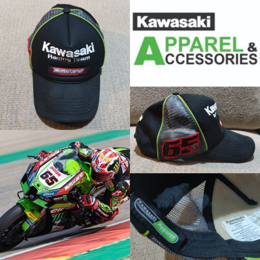 topi kawasaki Jonathan rea 65 wsbk moto gp Snapback apparel racing team