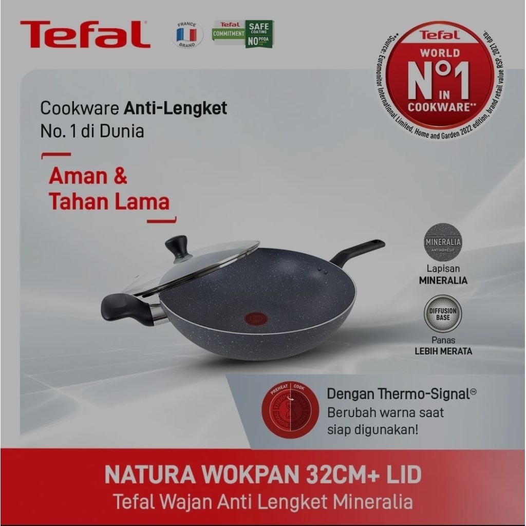 tefal deep fry wok with glass lid teflon anti lengket 28cm 32cm 34cm ceramic coating wok pan