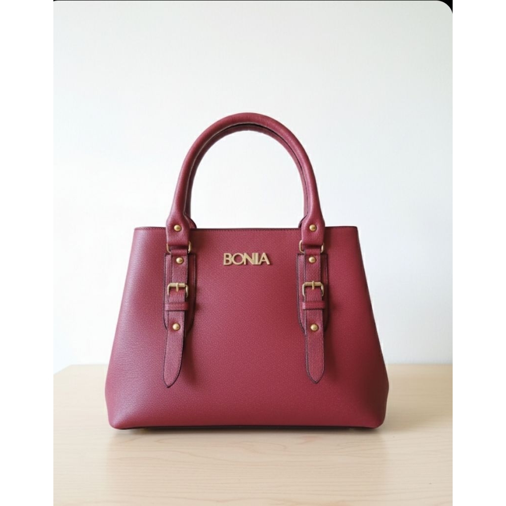 ​Tas Tangan Wanita Bonia Maroon Elegant Handbag / Tas Kerja Mewah