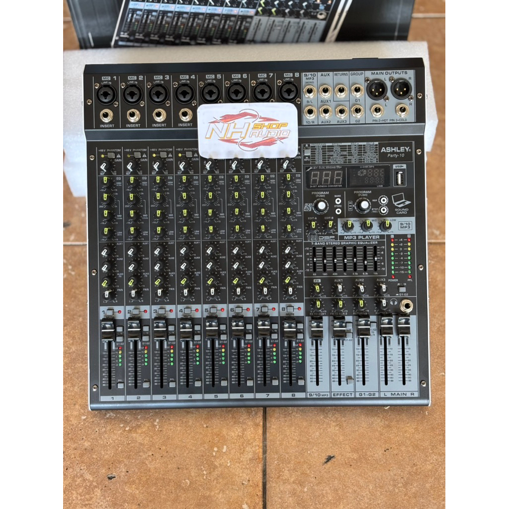 Mixer Ashley PARTY 10 / Party10 4 tone 10chanel 8 mono + 2 stereo Mp3 Bluetoth Usb Equalizer 2 group