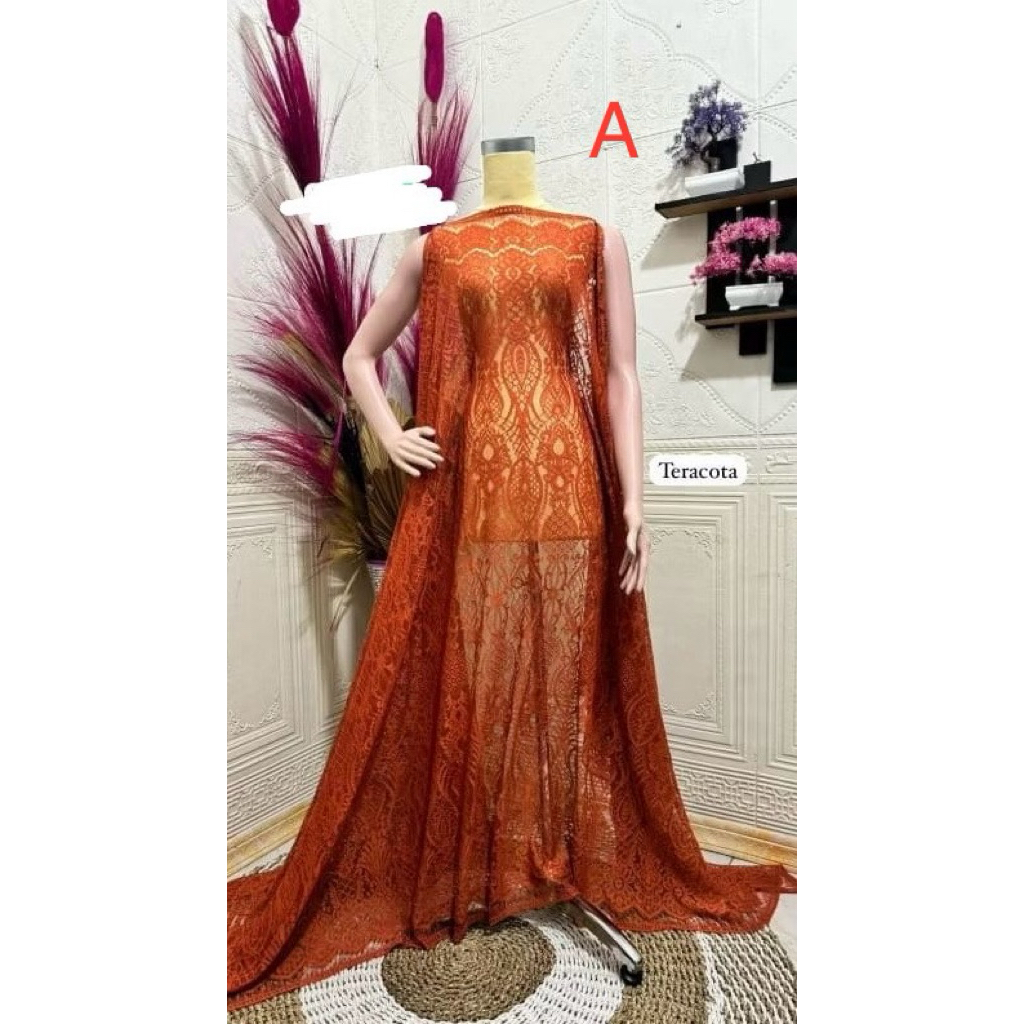 Brokat Semifrancis Metalik Glossy Kain Bahan Kebaya Brokat Semiprancis