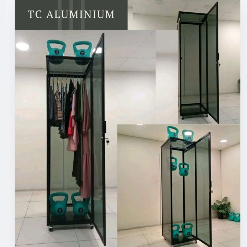 TC ALUMINIUM LEMARI PAKAIAN WARDROBE 55X55X175 b 55X55X195 LEMARI BAJU GANTUNG MINIMALIS ALUMINIUM 2