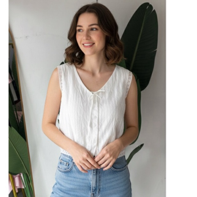 ATASAN WANITA PUTIH BERSIH KOREA BAJU PAKAIAN KOREAN LOOK OUTFIT OOTD SIMPLE MINIMALIS YOU CAN SEE U