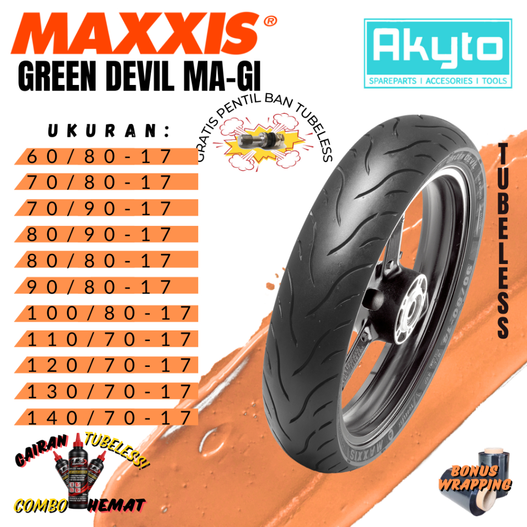 MAXXIS GREEN DEVIL MEDIUM COMPOUND FREE PENTIL / BAN MOTOR RING 17 R17 CACING HARIAN MOTOR BEBEK SAT
