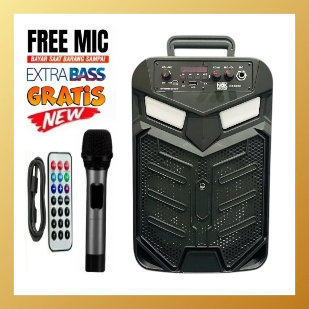 Speaker Karaoke Bluetooth Ukuran 6.5" inch Kimiso QS 7801 / QS-7801 Mini Free MIC + Remote