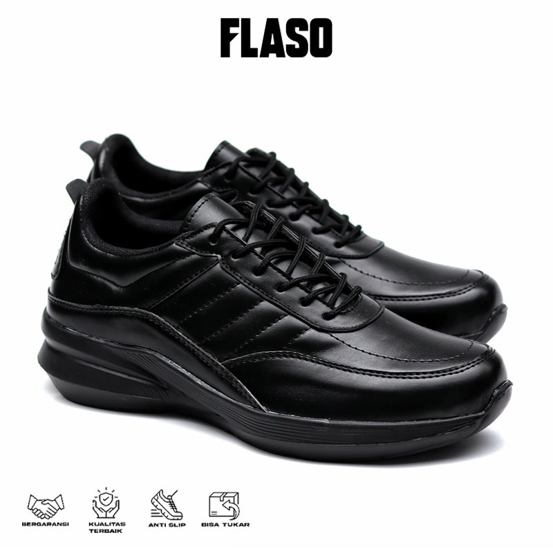 FLASO VICTOR - Sepatu Sneakers Pria Hitam Casual Sepatu Pria Kerja 38-43