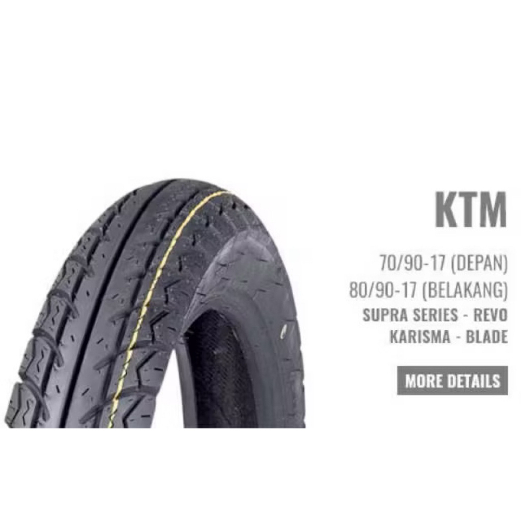 BAN LUAR HONDA 80/90-17 KTM (Tidak Tubeless) | Ban Belakang Motor Supra, Revo, Jupiter