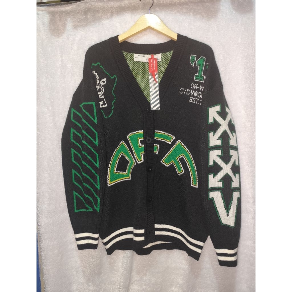 Off-White Black Crocodile Varsity Cardigan