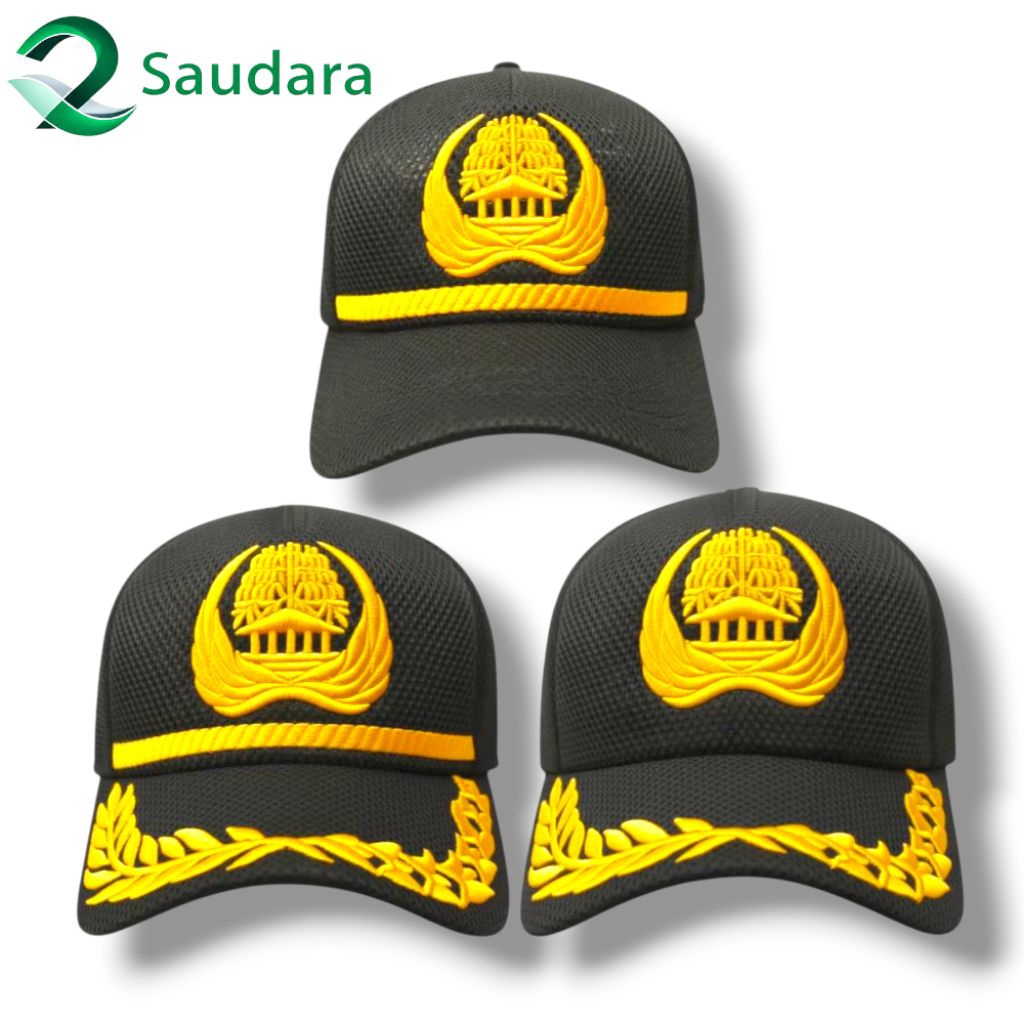 Topi Korpri Hitam Bahan Doublemes Golongan 2/3/4 - Topi Pns Bordir - Topi Dinas Pns Bordir - Topi Ko