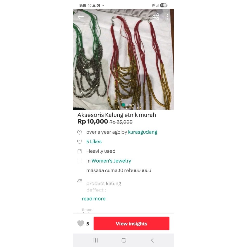 aksesoris kalung etnik batu manik dreamcatcher