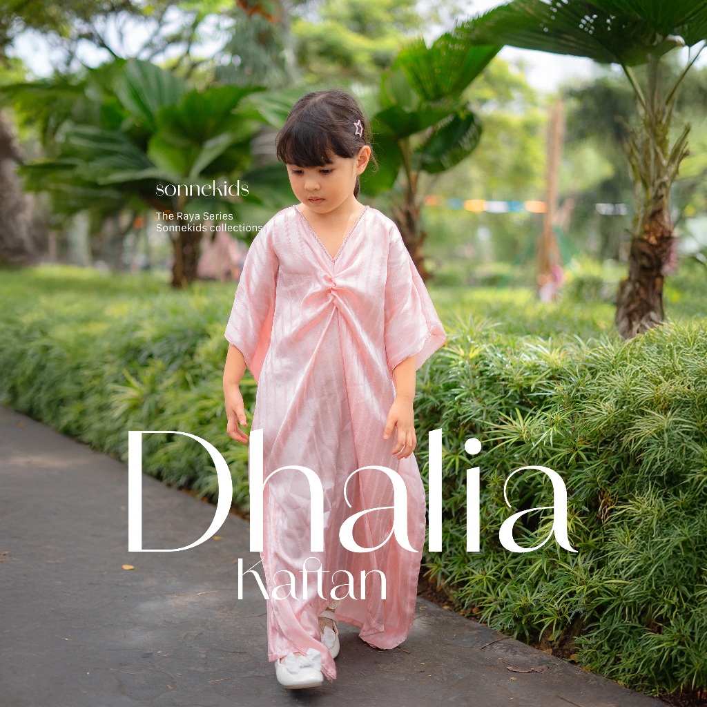 Dhalia - Kaftan anak - baju idul fitri -baju lebaran - gamis - gamis anak -gamis pink -kaftan putih 