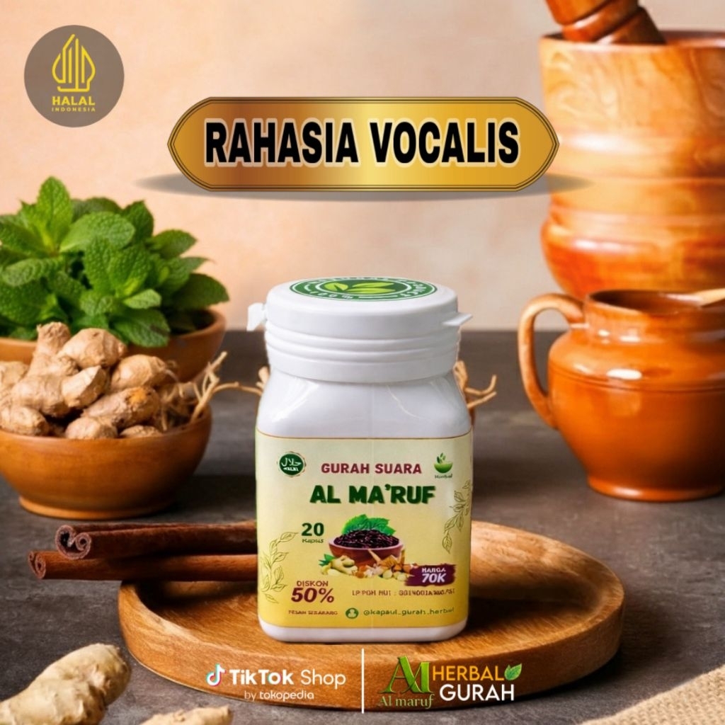 KAPSUL GURAH HERBAL AL MA'RUF MENJERNIHKAN SUARA COCOK BUAT VOKALIS DAN QORI