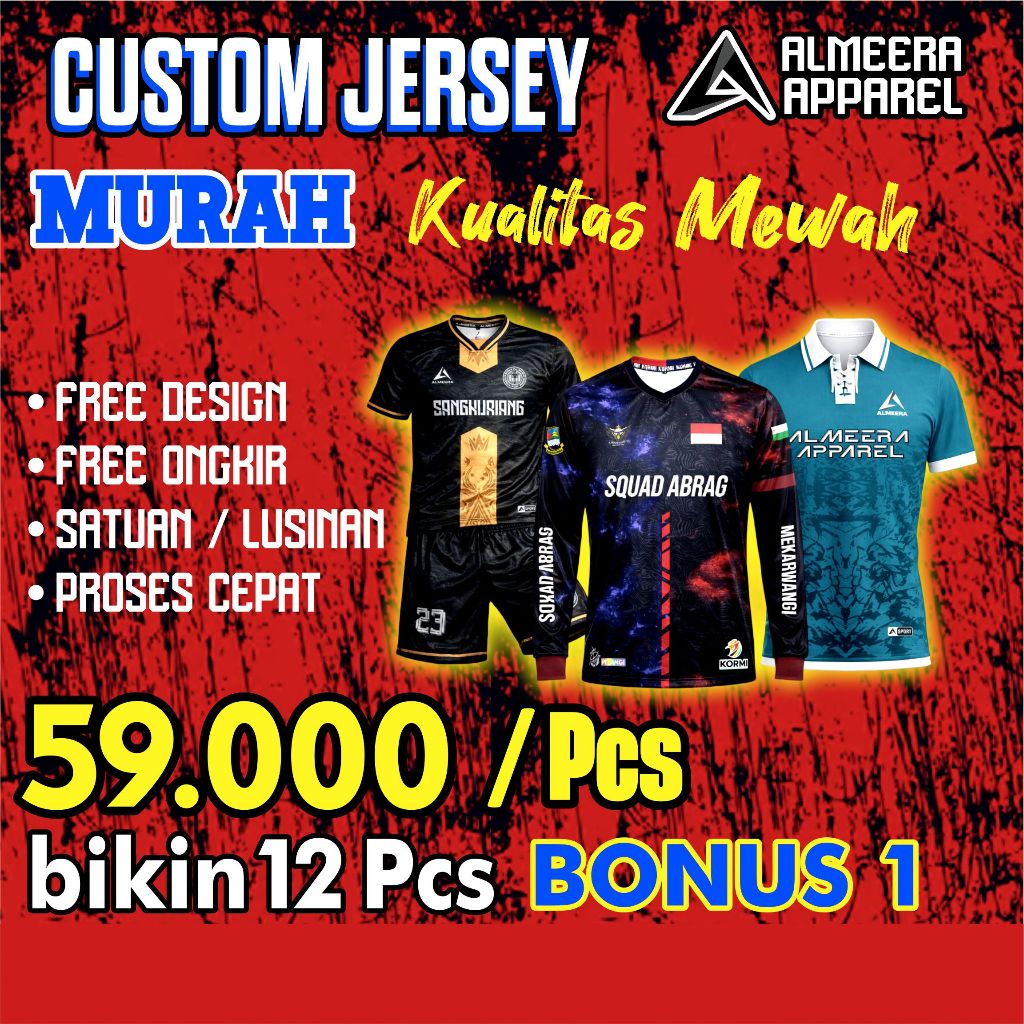 JERSEY FULL PRINT CUSTOM | FUTSAL | SEPAK BOLA | SEPEDA DLL