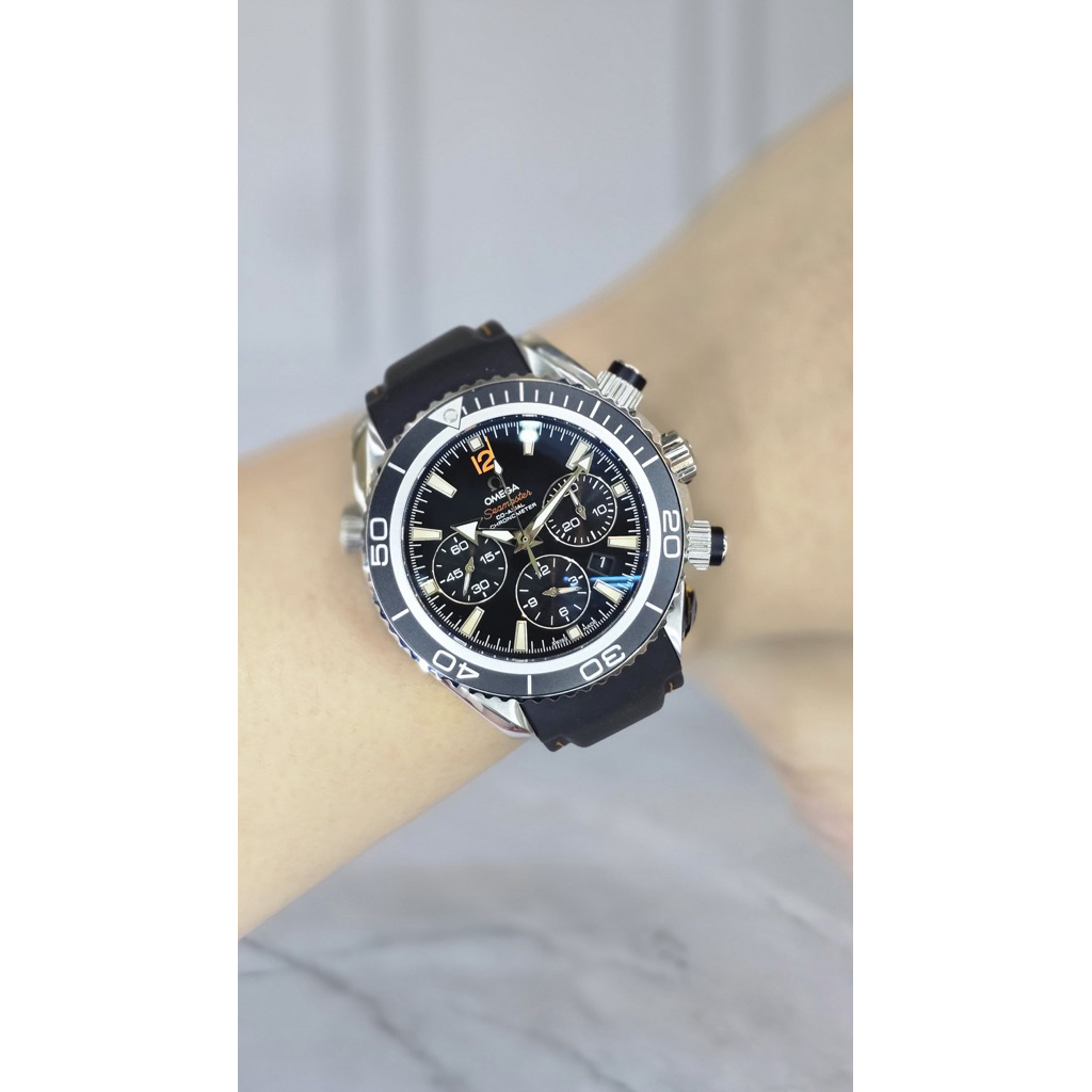 jam pria Omega Planet Ocean Diver 600M strap ultra soft rubber D.44mm