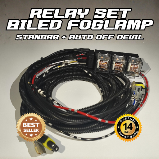 Relay Set Lampu BILED Foglamp Mobil – Soket H11 HB3 | Auto Off Devil Eye | Trigger Universal
