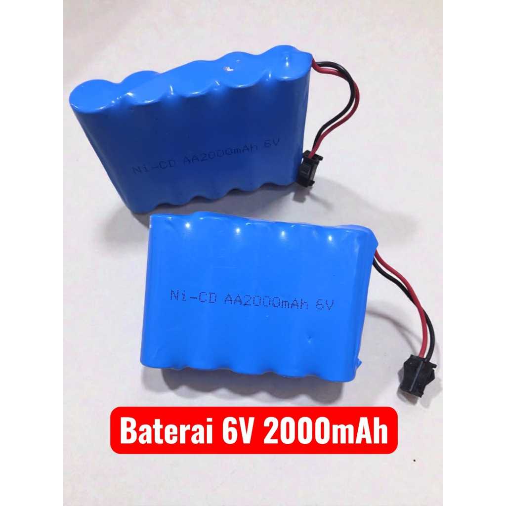 Tahan Lama Batre Baterai Mobil RC 6 Volt 2000mAh Batre Cadangan Isi 6 Baterai Remot Remote Control 6