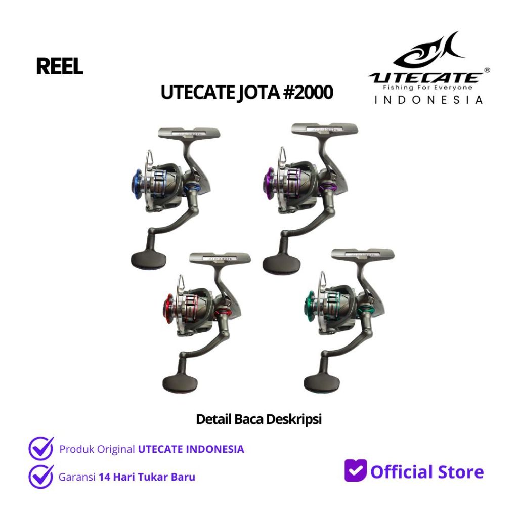 UTECATE JOTA Spinning Reel 2000 | CNC Aluminium Spool | Graphite Body | One Way Clutch | 4 Warna