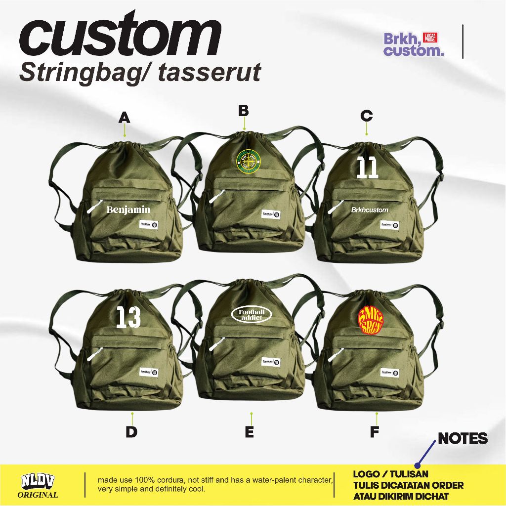 TAS SERUT CUSTOM ARMY STRINGBAG PREMIUM TAS SEKOLAH STRINGBAG TAS HAJI TAS SEPATU CORDORA MURAH