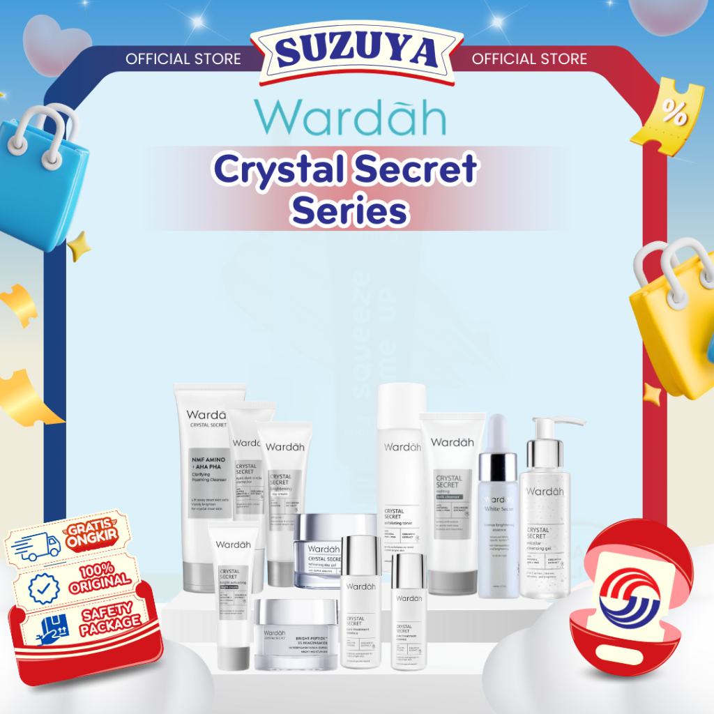 WARDAH Crystal Secret Series Lengkap - Milk Cleanser, Micellar Cleansing Gel, Foaming Cleanser, Exfo