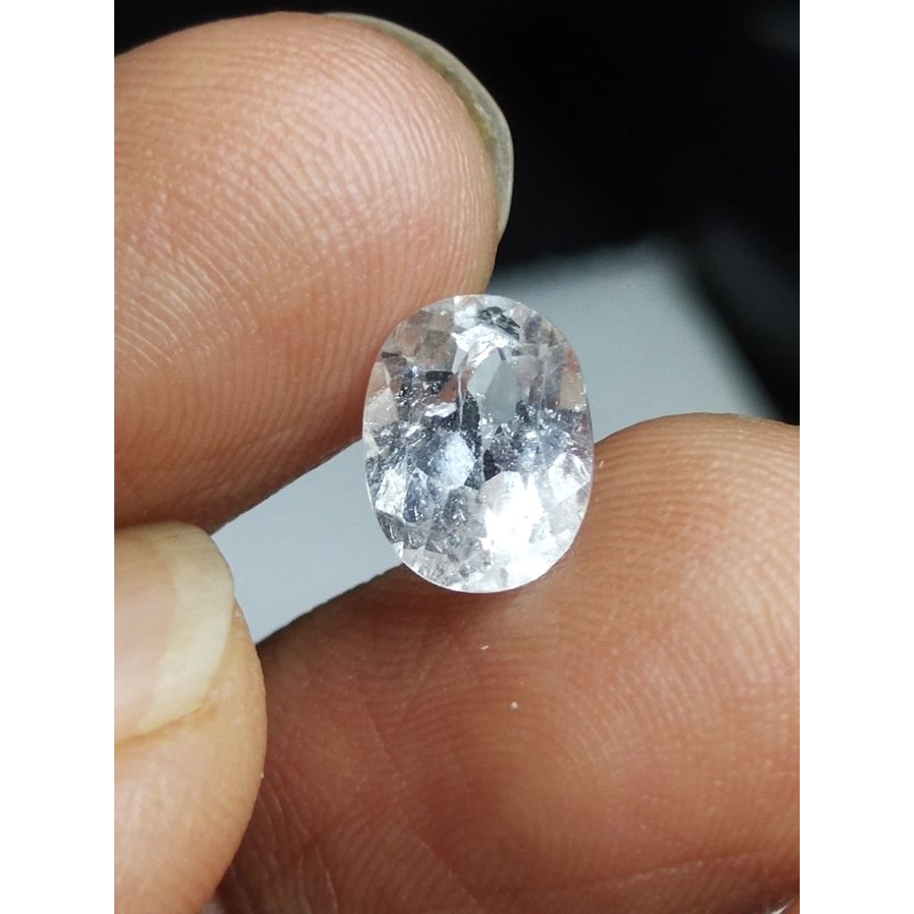 Natural White Topaz Memo 9 x 7 x 4.8 mm 2.25 Ct Oval Cutting Putih NTD YGL 1919